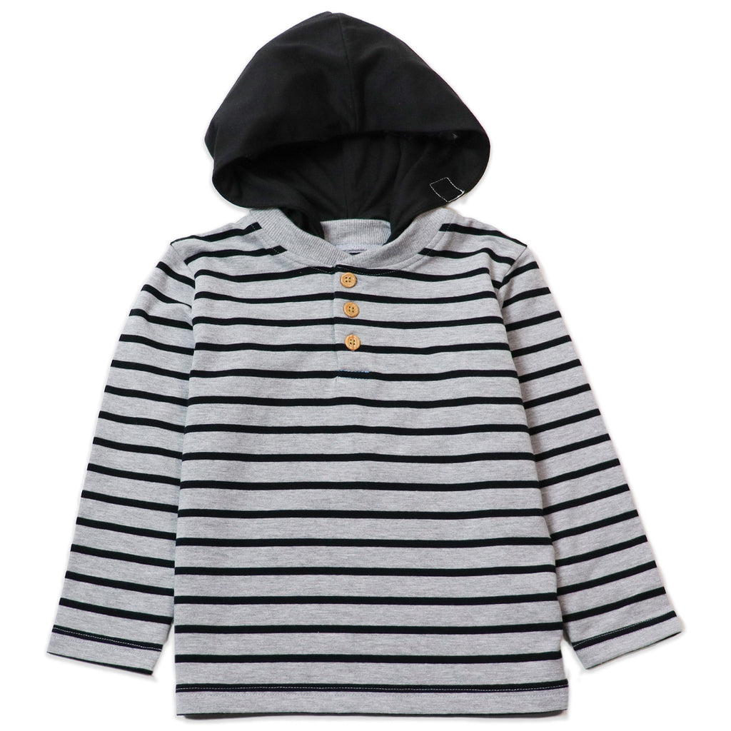 Joshua - Child's Long Sleeve Henley with Removable Hood – Thoughtfully ...